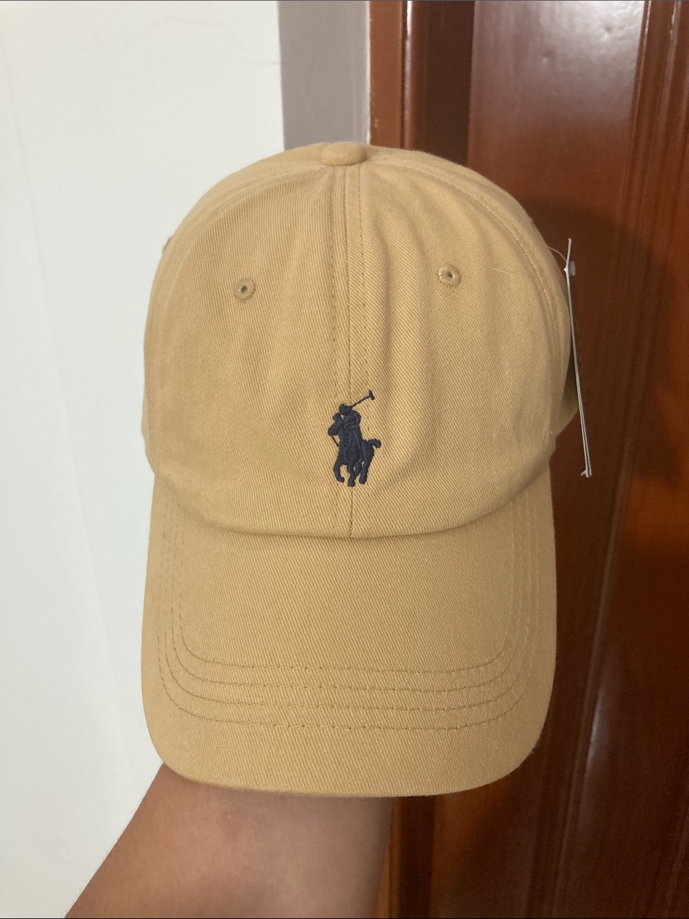 Authentic Polo Ralph Lauren Classic Pony Hat in Khaki with Navy Logo